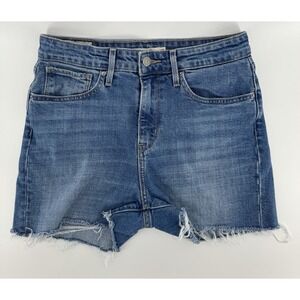 Levi's 721 Women's High Rise Skinny Cut Off Denim Shorts Distressed Size 28W